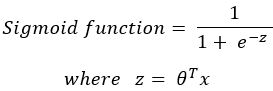 Logistic regression sigmoid function